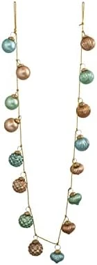 Creative Co-Op Distressed White & Grey Embossed Mercury Glass Ornament Fabric String Garland, Taupe And Cream 6 Creative Co-Op Distressed White & Grey Embossed Mercury Glass Ornament Fabric String Garland, Taupe And Cream - Image 4