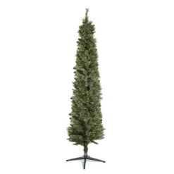 Home Heritage Stanley 7 Foot Pencil Pine Artificial Christmas Tree Prelit With 350 White Incandescent Lights, 335 PVC Foliage Tips, Metal Stand, Green -National Tree Company Sale Shop 312xk9uqoEL