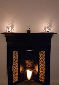 Sziqiqi Vintage Antique Pillar Candle Holders Set Of 2, Small Distressed Hurricane Candlestick Candle Holders Prefer Centerpieces For Christmas Table Mantle Fireplace Decoration -National Tree Company Sale Shop 318PIHVcuDS