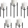 Jiyimi Christmas Fireplace Candelabras Wax Geometric Candleholder Set Of 5 Black Straight Triangle Iron Candlestick For LED Pillar Candle Centerpieces Table -National Tree Company Sale Shop 31CNUnniP2S