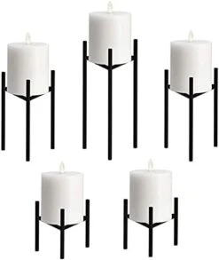 Jiyimi Christmas Fireplace Candelabras Wax Geometric Candleholder Set Of 5 Black Straight Triangle Iron Candlestick For LED Pillar Candle Centerpieces Table -National Tree Company Sale Shop 31CNUnniP2S. AC
