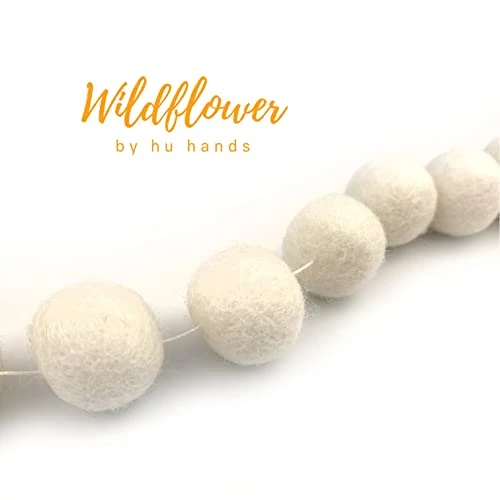 Garland Natural White Felt Balls 1 Inch (2.5cm) | (50) Wool Pom Poms | Hand Felted Pompoms For Crafts, Felting, Garland, Decor, Party | Muslin Bag 4 Garland Natural White Felt Balls 1 Inch (2.5cm) | (50) Wool Pom Poms | Hand Felted Pompoms For Crafts, Felting, Garland, Decor, Party | Muslin Bag - Image 2