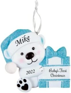 2023 Personalized Ornament Baby's First Christmas Baby Bear Holding Present Christmas Tree Ornament Artisanal Customized Decoration Baby Ornaments-Free Personalization 13 2023 Personalized Ornament Baby's First Christmas Baby Bear Holding Present Christmas Tree Ornament Artisanal Customized Decoration Baby Ornaments-Free Personalization -National Tree Company Sale Shop 31QF4xZa6L. AC