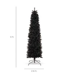 Best Choice Products 6ft Black Artificial Holiday Christmas Pencil Tree For Home, Office, Party Decoration W/ 608 Tips, Metal Hinges & Base -National Tree Company Sale Shop 31STojsBsAL