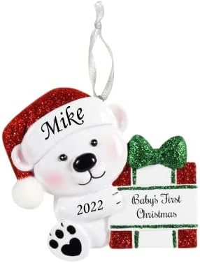 2023 Personalized Ornament Baby's First Christmas Baby Bear Holding Present Christmas Tree Ornament Artisanal Customized Decoration Baby Ornaments-Free Personalization 9 2023 Personalized Ornament Baby's First Christmas Baby Bear Holding Present Christmas Tree Ornament Artisanal Customized Decoration Baby Ornaments-Free Personalization - Image 7