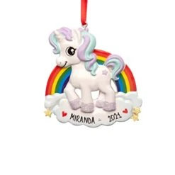UniqXmas Personalized Unicorn Christmas Ornament 2023 - Free Handwritten Customization | Unicorn Toy With Rainbow & Glitter Stars For Xmas Tree | Unique Keepsake For Kids - Custom Name & Year -National Tree Company Sale Shop 31UjHdcry9L