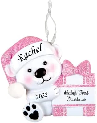2023 Personalized Ornament Baby's First Christmas Baby Bear Holding Present Christmas Tree Ornament Artisanal Customized Decoration Baby Ornaments-Free Personalization 8 2023 Personalized Ornament Baby's First Christmas Baby Bear Holding Present Christmas Tree Ornament Artisanal Customized Decoration Baby Ornaments-Free Personalization - Image 6