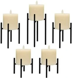 Jiyimi Christmas Fireplace Candelabras Wax Geometric Candleholder Set Of 5 Black Straight Triangle Iron Candlestick For LED Pillar Candle Centerpieces Table -National Tree Company Sale Shop 31ZBQ84KBaS