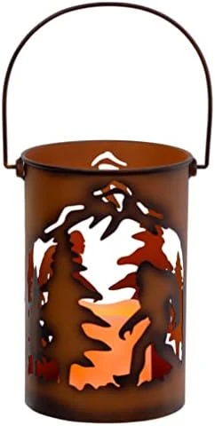 Deer LED Lantern Lights Decorative - Metal Round Holder & Hanging Lantern For Indoor Outdoor By Pine Ridge | 3AAA Battery Operated | Flameless | Halloween And Christmas 6 Deer LED Lantern Lights Decorative - Metal Round Holder & Hanging Lantern For Indoor Outdoor By Pine Ridge | 3AAA Battery Operated | Flameless | Halloween And Christmas - Image 4