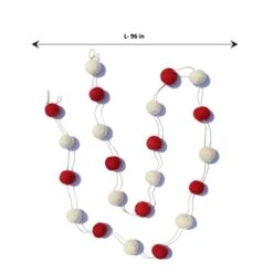 De Kulture Handmade Premium Wool Felt Large POM POM Garland Eco Friendly Christmas Tree Ornament, Home Office Wedding Party Holiday Decoration Banner | 96 Inches (RED & Off White) -National Tree Company Sale Shop 31bf14I7btL