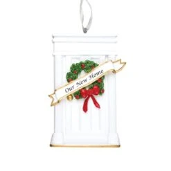 2023 Personalized White Door With Wreath Christmas Tree Ornament-First Home Family House Glitter Door Artisanal Customized Ornament-Free Personalization -National Tree Company Sale Shop 31fJdXTr9kL