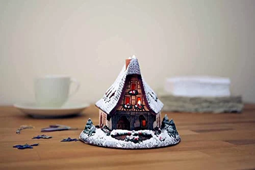 Midene Ceramic Christmas Village Miniature House Smithery In Rothenburg, Germany Winter Edition Tealight Candle Holder Home Decor 4 Midene Ceramic Christmas Village Miniature House Smithery In Rothenburg, Germany Winter Edition Tealight Candle Holder Home Decor - Image 2