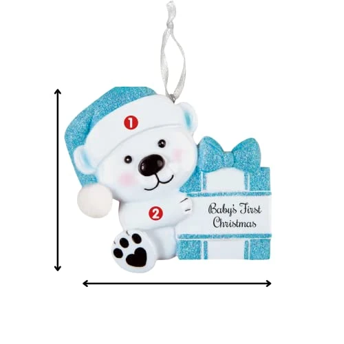 2023 Personalized Ornament Baby's First Christmas Baby Bear Holding Present Christmas Tree Ornament Artisanal Customized Decoration Baby Ornaments-Free Personalization 4 2023 Personalized Ornament Baby's First Christmas Baby Bear Holding Present Christmas Tree Ornament Artisanal Customized Decoration Baby Ornaments-Free Personalization - Image 2