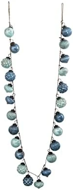 Creative Co-Op Distressed White & Grey Embossed Mercury Glass Ornament Fabric String Garland, Taupe And Cream 5 Creative Co-Op Distressed White & Grey Embossed Mercury Glass Ornament Fabric String Garland, Taupe And Cream - Image 3