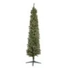 Home Heritage Stanley 7 Foot Pencil Pine Artificial Christmas Tree Prelit With 350 White Incandescent Lights, 335 PVC Foliage Tips, Metal Stand, Green