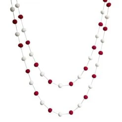 De Kulture Handmade Premium Wool Felt Large POM POM Garland Eco Friendly Christmas Tree Ornament, Home Office Wedding Party Holiday Decoration Banner | 96 Inches (RED & Off White) -National Tree Company Sale Shop 31tREh0BOUL