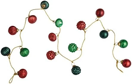 Creative Co-Op Distressed White & Grey Embossed Mercury Glass Ornament Fabric String Garland, Taupe And Cream 17 Creative Co-Op Distressed White & Grey Embossed Mercury Glass Ornament Fabric String Garland, Taupe And Cream - Image 15