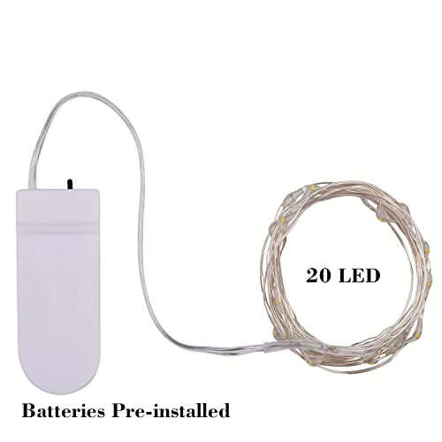 20 Pack LED Fairy Lights Battery Operated,7.2ft 20 LED Silver Wire Warm White Mason Jar Lights,Firefly Mini Led String Lights For Mason Jars Party Crafts Wedding Decorations 5 20 Pack LED Fairy Lights Battery Operated,7.2ft 20 LED Silver Wire Warm White Mason Jar Lights,Firefly Mini Led String Lights For Mason Jars Party Crafts Wedding Decorations - Image 3