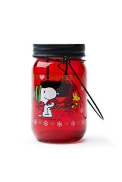 Excelsa Peanuts Christmas Lantern Tealight, Red With Decoration, Size: 7.5 X H.13 Cm