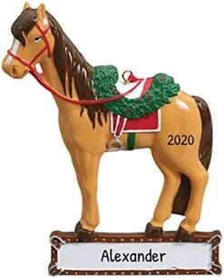 Personalized Horseback Riding Ornament - Equestrian Christmas Ornaments, Ranch Christmas Ornament, Horse Ornament, Equine Gifts For Horse Lovers - Saddled Horse - Free Customization -National Tree Company Sale Shop 41 HbM7BxlL. AC