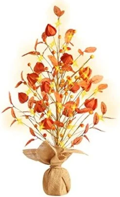 SY Super Bang Artificial Fall Small Berry Tree, 17Inch Table Top Mini Autumn Decorations With 20 LED, For Home Fireplace Harvest Thanksgiving Party Holiday Decor. -National Tree Company Sale Shop 41 IJwn8iL. AC