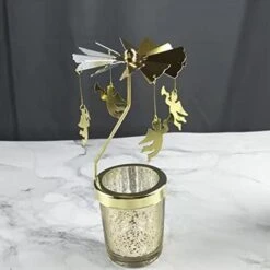 Rotary Candle Holder Christmas Spinning Candle Holders Metal Small Gift Gorgeous Home Decor For Birthday Wedding Party (Horse)