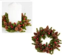 Factory Direct Craft Set Of 2 Artificial Frosted Fern Christmas Candle Rings Faux Winter Greenery Holiday Candle Rings For Pillar Candles - Use As A Small Christmas Wreath Decoration Too! -National Tree Company Sale Shop 41 rv17S8cL. AC