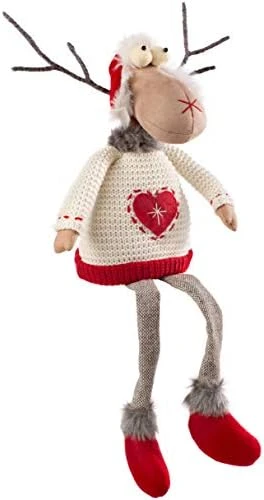 WeRChristmas Sitting Christmas Reindeer Figurine With Soft Legs, Multi-Colour, 48cm 6 WeRChristmas Sitting Christmas Reindeer Figurine With Soft Legs, Multi-Colour, 48cm - Image 4