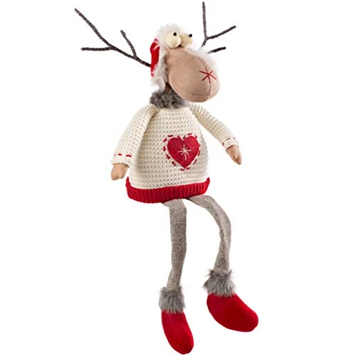 WeRChristmas Sitting Christmas Reindeer Figurine With Soft Legs, Multi-Colour, 48cm 3 WeRChristmas Sitting Christmas Reindeer Figurine With Soft Legs, Multi-Colour, 48cm