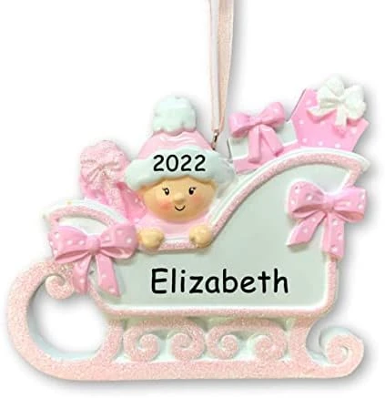 Personalized Baby's First Christmas Ornament Gift - Baby Boy In Christmas Sleigh - Custom Name And Date 5 Personalized Baby's First Christmas Ornament Gift - Baby Boy In Christmas Sleigh - Custom Name And Date - Image 3