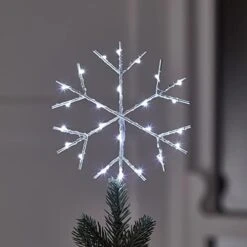 Lights4fun, Inc. 6" Snowflake Battery Operated Micro Cool White LED Christmas Tree Topper Decoration -National Tree Company Sale Shop 411GdOOlMtL. AC