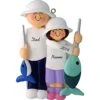 Fishing Friends: Male With Female Child Personalized Christmas Ornament - Handpainted Resin - 4.5" Tall - Free Customization By Calliope Designs -National Tree Company Sale Shop 4120r6RfTxL