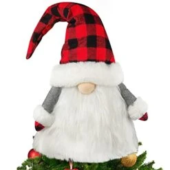Gnome Christmas Tree Topper, 27.5 Inch Large Swedish Tomte Gnome Christmas Tree Ornament, Santa Gnomes Plush Scandinavian Christmas Decorations, Christmas Holiday Home Decor With Plaid Hat