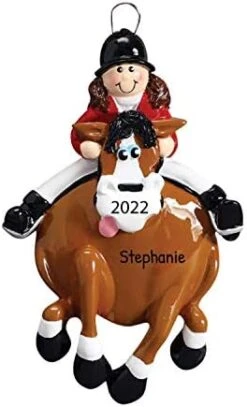Personalized Horseback Riding Ornament - Equestrian Christmas Ornaments, Ranch Christmas Ornament, Horse Ornament, Equine Gifts For Horse Lovers - Saddled Horse - Free Customization -National Tree Company Sale Shop 413DdoMEatL. AC