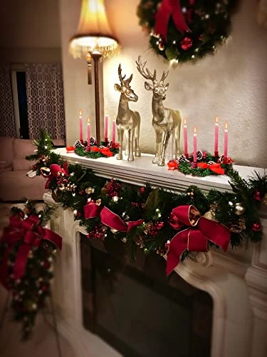 Christmas Decoration Centerpiece Advent Wreath With 4 Candles Holder, 16 Inch Candlestick Holder With Pine Cone, Ribbon, Berry, Perfect For Outdoor Wedding Party Indoor Xmas Table Decor Gift 4 Christmas Decoration Centerpiece Advent Wreath With 4 Candles Holder, 16 Inch Candlestick Holder With Pine Cone, Ribbon, Berry, Perfect For Outdoor Wedding Party Indoor Xmas Table Decor Gift - Image 2