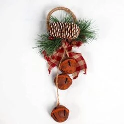 SHATCHI 27cm Hanging Decorations Rustic Bells With Ribbon, Berries And Pinecones Christmas Home Wall Door Jingle Xmas Holiday DIY Decorations, Rustic Red (SHATCHI) -National Tree Company Sale Shop 413gsVeEvlL
