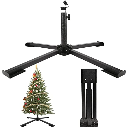 Artificial Christmas Tree Stand, Fake Christmas Tree Base For 4Ft To 7.5Ft Christmas Tree, Fits 1-1.42 Inch Tree Pole, Black 3 Artificial Christmas Tree Stand, Fake Christmas Tree Base For 4Ft To 7.5Ft Christmas Tree, Fits 1-1.42 Inch Tree Pole, Black