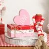 Valentines Day Tiered Tray Decor, 1 Valentine’s Day Wood Book Stack, 1 Bead Garland For Valentine, Be Mine Valentine Mini Faux Decorative Books Bundle, Farmhouse Valentine Decor For Table Mantle -National Tree Company Sale Shop 414hM5zzG9L
