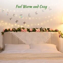 Yastouay 2Pcs 13.5Ft Pink Flower Garland With 2Pcs Lights, Butterfly Artificial Rose Garland Fake Rose Vines Flower Vines For Backdrop Wedding Table Centerpiece Decoration Baby Shower Room Decor -National Tree Company Sale Shop 415nyoE6PKL