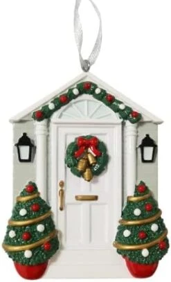 2023 Personalized White Door With Wreath Christmas Tree Ornament-First Home Family House Glitter Door Artisanal Customized Ornament-Free Personalization -National Tree Company Sale Shop 417V5S2VdL. AC