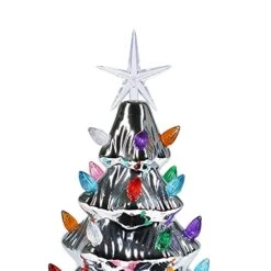Sunnyglade 11" Ceramic Christmas Tree Tabletop Christmas Tree Lights With 28 Multicolored Lights And 1 Star Toppers For Table Top Desk Classic Series Christmas Decoration (Silver) 14 Sunnyglade 11" Ceramic Christmas Tree Tabletop Christmas Tree Lights With 28 Multicolored Lights And 1 Star Toppers For Table Top Desk Classic Series Christmas Decoration (Silver) -National Tree Company Sale Shop 417ejhRURrL