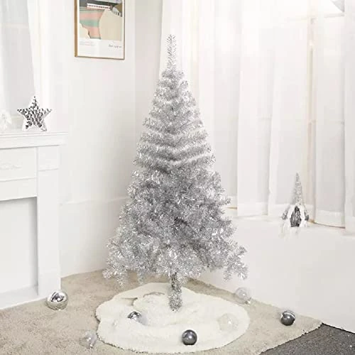 Hb 6' Ft Sparking Gorgeous Folding Artificial Tinsel Christmas Tree Silver Color 450 Tips 3 Hb 6' Ft Sparking Gorgeous Folding Artificial Tinsel Christmas Tree Silver Color 450 Tips