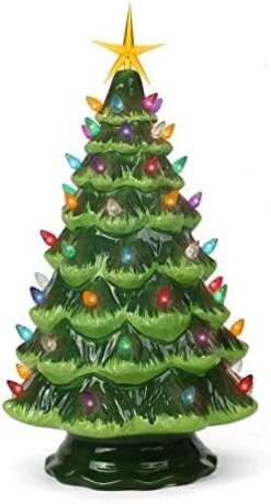 Ceramic Christmas Tree - Tabletop Christmas Tree With Lights - (11.5" Medium Silver Christmas Tree / Multicolored Lights) - Lighted Vintage Ceramic Tree -National Tree Company Sale Shop 4184id5kefL. AC