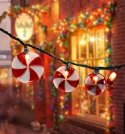 Romasaty Candy String Lights, 8.5Ft Sugar Peppermints Candy Lights With 10 Bulbs For Outdoor & Indoor Christmas Party Tree Decoration Lights -National Tree Company Sale Shop 418xfawDemL