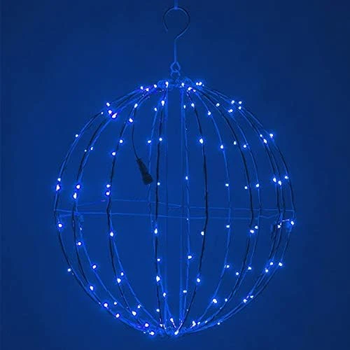 8" LED Fairy Light Ball – Indoor/Outdoor Fairy Lights Decoration With Fairy Mini Lights, Sphere Light Fold Flat Metal Frame (Blue Lights/Blue Frame) 8 8" LED Fairy Light Ball – Indoor/Outdoor Fairy Lights Decoration With Fairy Mini Lights, Sphere Light Fold Flat Metal Frame (Blue Lights/Blue Frame) - Image 6