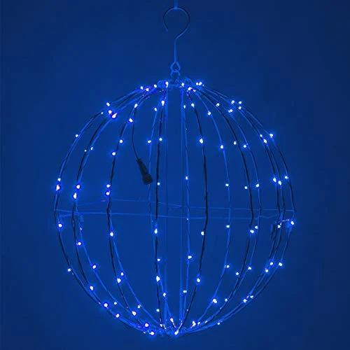 8" LED Fairy Light Ball – Indoor/Outdoor Fairy Lights Decoration With Fairy Mini Lights, Sphere Light Fold Flat Metal Frame (Blue Lights/Blue Frame) 3 8" LED Fairy Light Ball – Indoor/Outdoor Fairy Lights Decoration With Fairy Mini Lights, Sphere Light Fold Flat Metal Frame (Blue Lights/Blue Frame)