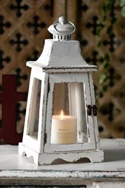 15" Rustic White Decorative Candle Lanterns, Hanging Farmhouse Wood Candle Holder With Glass, Candle Stands Decorative Lanterns For Table Centerpiece Fireplace Floor Weddings Christmas Outdoor Indoor -National Tree Company Sale Shop 419eAm6ZQCL. AC