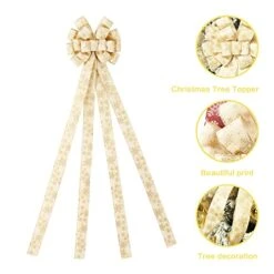 Christmas Tree Topper,44X12 Inch Artificial Xmas Tree Topper Bow Flower Decor With Glitter Snowflakes Print, Suitable For Wedding, Birthday Party, Thanksgiving Christmas Decoration(Gold) -National Tree Company Sale Shop 41BVKfJQYvL