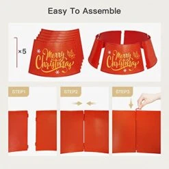 Putuo Decor Metal Christmas Tree Collar, 21 Inches Diameter Red Shiny Christmas Themed Tree Stand Cover, Xmas Holiday Decoration For Xmas Tree -National Tree Company Sale Shop 41BvoNPG1fL