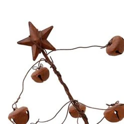 Primitive Rusted Jingle Bell Christmas Tree With A Metal Star Tree Topper & Rustic Natural Wood Base Tabletop Fireplace Centerpiece Xmas Decoration- 17-1/2" Tall -National Tree Company Sale Shop 41C7ndOA0FL